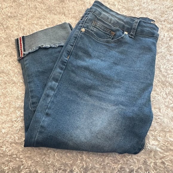 Sandpiper Cropped Striped Cuff Jeans Womens Size 10P - Picture 1 of 5